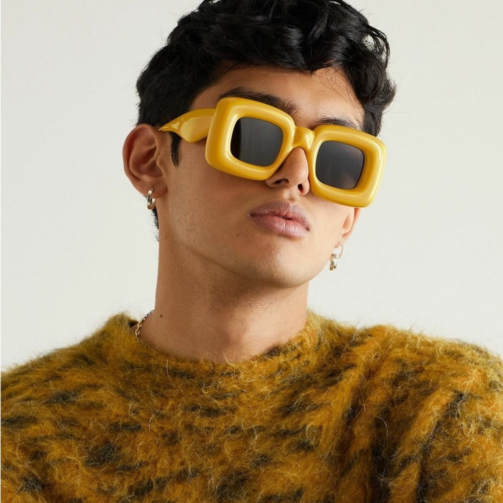 Loewe Inflated Square Frame Sunglasses in Yellow